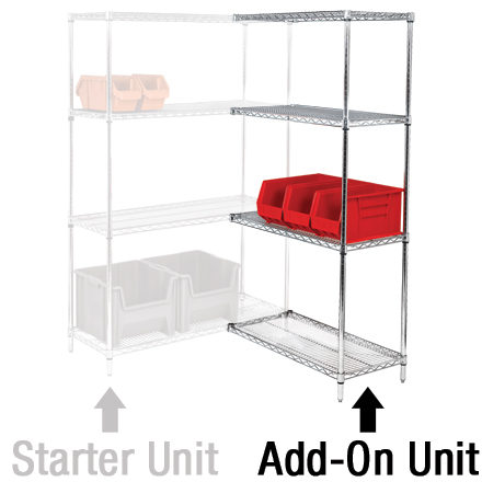 72 x 36 x 86" - 4 Shelf Wire Shelving Add-On Unit