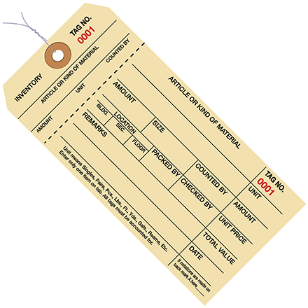 6 <span class='fraction'>1/4</span> x 3 <span class='fraction'>1/8</span>" - (0000-0999) Inventory Tags 1 Part Stub Style #8 - Pre-Wired