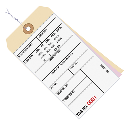 6 <span class='fraction'>1/4</span> x 3 <span class='fraction'>1/8</span>" - (7000-7499) Inventory Tags 3 Part Carbonless #8 - Pre-Wired